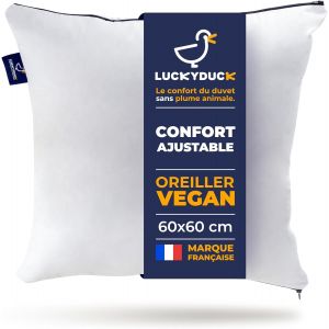 Ulteronixshop-Oreiller Ajustable 60x60 - Confort Moelleux Ou Ferme - Confort Modifiable - Enveloppe Percale Coton - Soutien Personnalis&eacute; - Lavable En Machine - Neuf