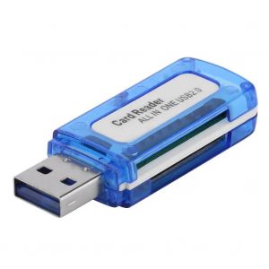 Mini lecteur de cartes à puce 4 en 1,USB 2.0,4 emplacements pour carte mémoire Flash,Micro SD,TF,M2,accessoires pour ordinateur portable-Bleu- - Neuf
