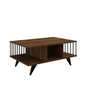 Table basse en bois "Bert" - 90 x 60 x 40 cm - Noyer - Neuf