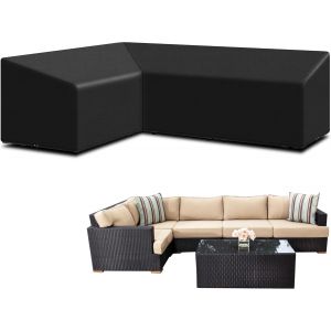 Ulteronixshop-Housse de canap&eacute; d'angle en forme de L imperm&eacute;able en tissu Oxford 420D pour ext&eacute;rieur, coupe-vent, anti-UV - En forme de L (222 x 286 x 82 cm) - C&ocirc;t&eacute; droit long - Neuf