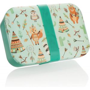 Kal- Boîte À Lunch Pour Enfants - Boîte À Lunch Avec Fermeture Élastique - Boîte De Rangement Avec Motif Indien Pour L'école Et Les Loisirs - Neuf