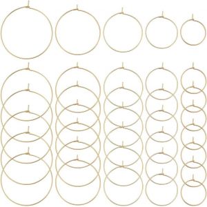 Kal-1 Bo&icirc;te De 100 Cr&eacute;oles Plaqu&eacute;es Or 18 Carats V&eacute;ritables En Vrac 20/25/30/35/40 Mm 316 Breloques En Verre &Agrave; Vin En Acier Inoxydable Pour Mariage, F&ecirc;te D'anniversaire, Festival, Fournitures De - Neuf