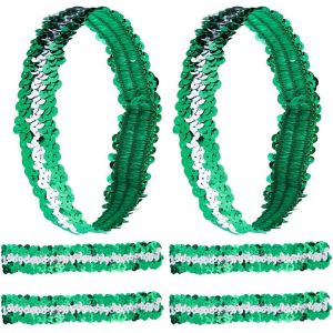 Kalanka-10 Pièces Bandeau À Paillettes Étincelant Large Élastique Lueur Extensible Scintillantes Mode Réglable Accessoires Pour Cheveux Femmes Sports Dance, Vert Citron - Neuf