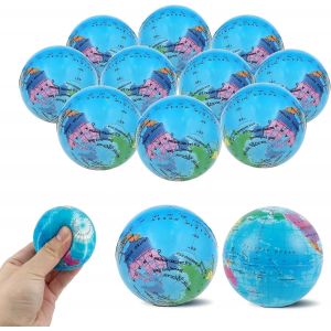 KAL-12Pcs Balles Anti-Stress, Mini Balle Globe Terrestre, Planisphère Balle Globe Terrestre, Balles Jouets Stress Relief - Neuf