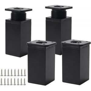 MEVRONISSHOP-4 Pi&egrave;ces Pieds de Meubles R&eacute;glables Pied de Table Metal Pied de Meuble Noir 8cm avec 16 Vis Pieds pour de Meuble Cuisine Armoires Table R&eacute;glables (Noir, 8cm) - Neuf