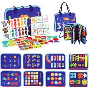 ChenQuanSarl-Busy Board Montessori 2 Ans, Jouet Livre Sensoriel, Planche D'Activit&eacute;s Jouet &Eacute;ducatif Sensoriel Pr&eacute;scolaire, Jeux Montessori B&eacute;b&eacute; 1 2 3 4 Ans, Jouets De Voyage Pour Tout-Petits - Neuf
