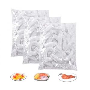 300PCS Film Alimentaire Reutilisable,Charlotte Alimentaire Reutilisable,Film Etirable Elastique en Plastique Jetable,Sacs de - Neuf