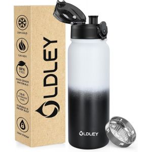 Bouteille D'eau Acier Inoxydable 600ml Bouteille Isotherme &Agrave; Double Paroi Pour Garder Les Boissons Chaudes Et Froides Sans Bpa Bouteille D'eau Isol&eacute;e M&eacute;tal Pour Sport Travail(Blanc Noir) - Neuf