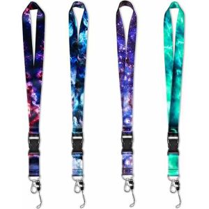 Laniere Tour De Cou, 4 pièces Tour De Cou Porte Clé, Cordon Badge Tour De Cou, Cordon Tour de Cou Polyester, Cordon Tour de Cou Coloré, pour École,Carte D'identité Bureau - Neuf