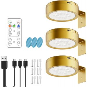 3 Pièces Éclairage D'image Sans Fil Rechargeables,Eclairage Tableau Led Batterie,Vitrine Usb Adhesif,Lumière Magnétique Avec Télécommande,Intensité Variable Pour Pétagère,Images - Neuf