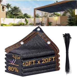 Ulteronixshop-B&acirc;che D'ombrage De Jardin, 3 X 6 M, 80 % Maille Noire Avec ?illets Renforc&eacute;s, Mat&eacute;riau En Poly&eacute;thyl&egrave;ne Haute Densit&eacute; Pour Serre, Jardin, Cour, Poulailler, Terrasse, Pergola - Neuf