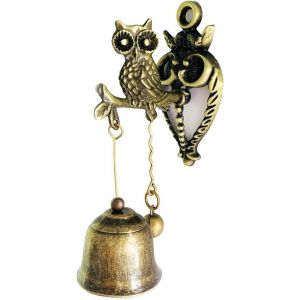 Sonnette magnétique vintage en métal, style rétro/classique, décoration pour commerçants, décoration murale, pour porte, intérieur ou extérieur (hibou) - Neuf