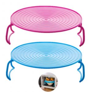 &Eacute;tag&egrave;re bicolore pour micro-ondes 2 pi&egrave;ces 23x8x23 cm - &Eacute;tag&egrave;re double couche en plastique &eacute;cologique, r&eacute;frig&eacute;rateur/four/table, r&eacute;glable et pliable 0,3 kg - Neuf