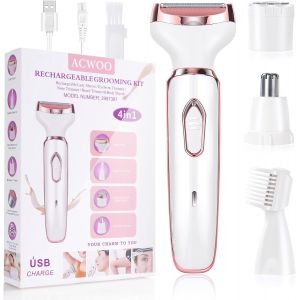Eryi-Épilateur Électrique Femme, 4-En-1 Sans Fil Avec Technologie Wet & Dry, Bikini Styler, Accessoire Massage, Tête De Rasoir, Tondeuse À Cheveux Rechargeable - Neuf