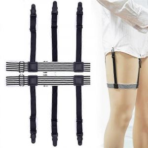 1 Paire Élastique Chemise Pour Hommes Reste Rayé Bretelles Bretelles Anti-Dérapant Ceinture Jarretières Nylon Ajustable Porte-Chemise Pour Homme - Neuf