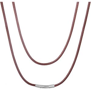 Bnhgc-Chaine Collier Cordon Cuir Homme Pour Pendentif Enfant Garçon Femme Ras De Cou Chaîne Cire Tressé Marron/Noir Largeur 2mm Longeur 41/46/51/55/61/66/71/76cm Bijoux Cadeau - Neuf