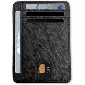 TRAHOO-Portefeuille Homme Mince Porte-Cartes de Cr&eacute;dit Portefeuille Porte Carte Identit&eacute; Portefeuille en &Eacute;l&eacute;gant et Minimaliste PU en Cuir &Eacute;l&eacute;gant et Minimaliste (Hachurage) - Neuf