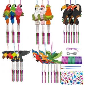 Nouvelhorizonstore-Kit De Carillon &Agrave; Vent Perroquet Peinture Toucan Carillon &Agrave; Vent En Bois Artisanat En Bois Pour Activit&eacute; Artistique D&eacute;coration De F&ecirc;te D'anniversaire - Neuf