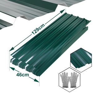 12/24/36x Panneaux de toiture 129x46cm T&ocirc;les profil&eacute;es ondul&eacute;es rev&ecirc;tement - 14&iquest; Gr&uuml;n 24pcs - Neuf