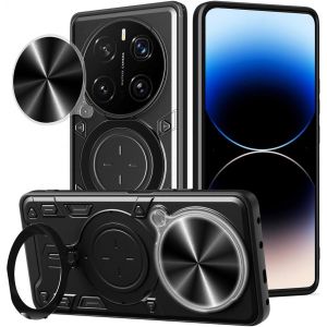 Kal-Coque Pour Honor Magic 7 Pro (Magic7 Pro), Très Mince Antichoc Armure Silicone Housse Avec Glisser Caméra Cover Et Magnétique Support, Prime Pc+Tpu Durable Étui.Noir - Neuf