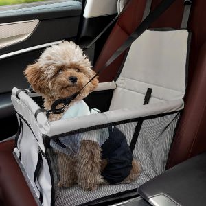 Eryi-Panier Chien Voiture, Oxford Respirant Lavable Siege Pour Chien Auto,Pliable Caisse Transport Chien Pour Petits Animaux De Compagnie, Siege Chien Voiture Taille 40 * 32 * 24cm(Gris) - Neuf