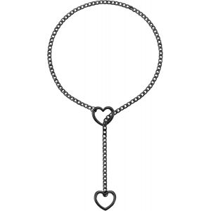 Kal-Réglable Collier En Y Femme Coeur/Rond/Serrure Pendentif,Chaîne De Glissement Punk Gothique Kubanische Collier Argent/Or/Noir Bijoux Y-Collar 26-34 - Neuf
