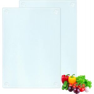 Planche &Agrave; D&eacute;couper En Verre,2pcs Planche &Agrave; D&eacute;couper Transparente, Planche De Cuisine En Verre Plan R&eacute;sistant &Agrave; La Chaleur Incassable Verre Tremp&eacute; Prot&egrave;ge Plan De Travail,28 X 20 Cm - Neuf