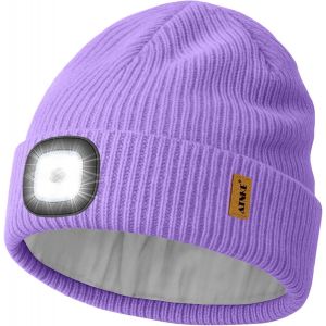 Led Bonnet Lampe Frontale, Usb Rechargeable 4 Led Chapeau Course Ultra Lumineux Lumière Mains Libres Hiver Chaud Tricot Bonnet Avec Polaire Doublé Cadeaux Pour Homme Papa Et Femme - Neuf