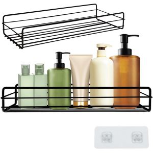 CMJAAGUR-Etagere Salle Bain, Etag&egrave;re Douche Sans Per&ccedil;age, Accessoires De Salle De Bains Pour Ranger Le Shampooing Et Le Gel Douche, Organisateur Salle De Bain, Noir[M822] - Neuf