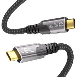 JGD-Cable USB C 1m, USBC 3.2 Gen 2x2, Vid&eacute;o 8K@30Hz, 4K@144Hz, PD 3.1 Charge Rapide 240W, C&acirc;ble USB C Transfert Donn&eacute;es 20Gbps, Compatible avec Thunderbolt 4, MacBook Pro, SSD, Hub, iPhone 17/16 - Neuf