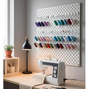 Mevronisshop-20 Pi&egrave;ces De Support De Rouleau De Fil &Agrave; Coudre Avec Crochets Pour Mur &Agrave; Trous Ikea Skadis I Accessoire De Support Pour Panneau &Agrave; Trous Skadis Pour Rouleaux De Fil (Blanc) - Neuf
