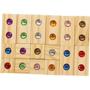 Ulteronixshop-Blocs de construction en bois avec strass Montessori - Favorise la motricit&eacute; fine - Couleur - Reconnaissance des formes - Pens&eacute;e logique - Apprentissage cr&eacute;atif - Neuf