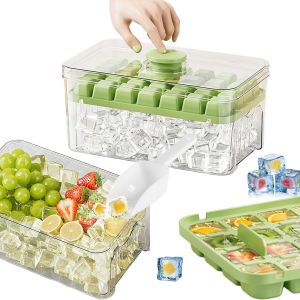Kal-Bac A Glacons Avec Couvercle, Lot De 56 Bac À Glacons, Moule A Glacon, Démoulage Facile, Refroidir Vos Whisky, Cocktails, Café, Jus, 2 Plateaux, 1 Seau À Glace Et Pelle - Neuf