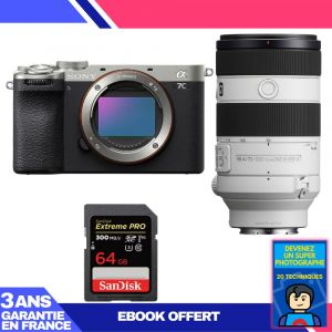 Boitier Sony A7C II Silver + FE 70-200mm f/4 Macro G OSS II + 1 SanDisk 64GB Extreme PRO UHS-II SDXC 300 MB/s + Ebook 'Devenez Un Super Photographe - Neuf