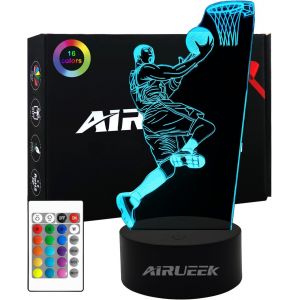 ERYI-Basketball Veilleuse Garcon Enfants,Veilleuse Basket Ball 3D Lampe 16 Couleurs Changeantes Avec Télécommande Decoration Chambre Anniversaire Surprise Cadeau Garcon 7.8.9.10-12 Ans - Neuf