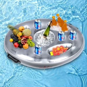 Porte-Gobelet Gonflable Flottant, 8 Trous, Grande Capacit&eacute; (50 X 70 Cm), Porte-Gobelet Gonflable Pour Piscine, F&ecirc;te, Piscine, Plaisir, Plage, F&ecirc;te &Agrave; Th&egrave;me - Neuf