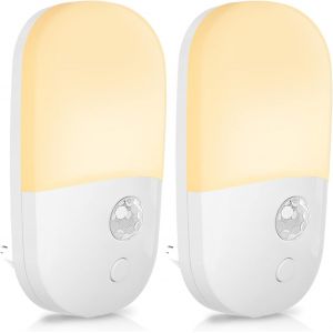 Veilleuse Enfant Led[Lot De 2], Veilleuse Prise Electrique Avec D&eacute;tecteur De Mouvement & 5 Niveaux Dimmable &Eacute;conomie &Eacute;nergie Lampe Nuit Blanc Chaud Pour Chambre Enfant,Cuisine,Couloir,Escalier,Salon - Neuf