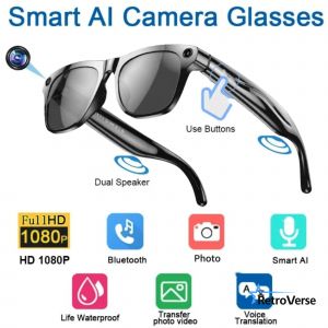 Lunettes Intelligentes Xiaomi 4K HD Cam&eacute;ra AI Bluetooth Appels Contr&ocirc;le Vocal Chat GPT - Neuf