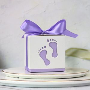 Boîtes à bonbons en papier, coffret cadeau violet 50 pièces, boîte à bonbons, boîte cadeau à bonbons en ruban, boîte de décoration de fête de cérémonie pour anniversaire, baptême, communion, Noël - Neuf