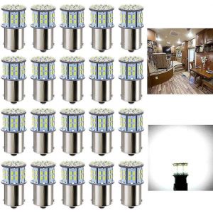 20 Pcs 1156 1141 1003 7506 Ba15s Ampoules Led Blanches,Super Lumineuses 3014 50-Smd Led De Remplacement Pour 12 Vo - Neuf