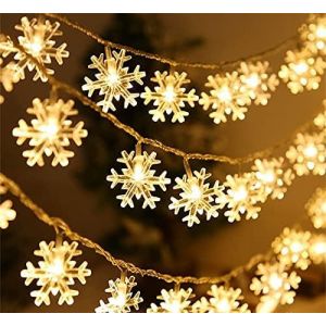 Guirlande Lumineuse Flocon De Neige 6 Mètres Avec 40 Led Super Brillantes - Décorations De Noël Intérieur Et Extérieur Pour Maison Jardin Balcon Fenêtre - Neuf