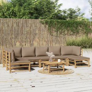 Prolenta Premium - Salon De Jardin 8 Pcs Avec Coussins Taupe Bambou - Neuf