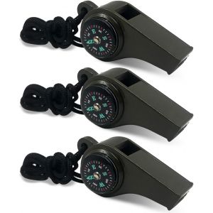 2 Pcs Boussole 3 En 1 Avec Sifflet Et Thermom&egrave;tre Mini Boussole De Poche Pour La Randonn&eacute;e En Plein Air Camping Alpinisme Petit Et L&eacute;ger En Plastique Sifflet De Sport Sifflet D'urgence - Neuf