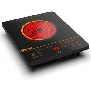 CHECARZHN--NO1-Plaque Vitrocéramique 1 Feu Portable Avec Motif Orange, , 650¿ , Plaque De Cuisson Electrique 1 Feu With Pr Vde, Sécurité Enfant, Indicateur De Chaleur Résiduelle, 220-240V - Neuf