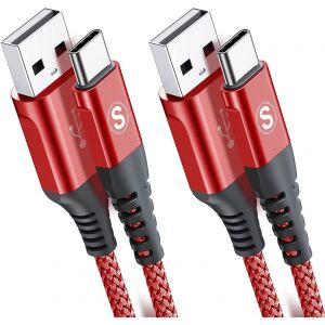 Lot De 2 Câbles 2m Usb C De Type C En Nylon Pour Samsung Galaxy S10 S9 S8 Plus, Note10, Note9, M31, M30s, M20, A20e, A71, A51, A50, A40, A10e, A7, Mi9, Mi8, Redmi Note8 Pro Lg G7 - Neuf