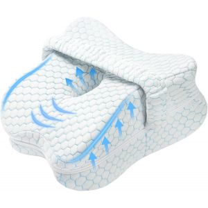 KALANKA-Coussin de Jambe, Oreiller de Jambe, Coussin de Genou Ergonomique en Mousse à Mémoire de Forme avec Housse Amovible et Lavable, Coussin Entre Jambes pour Dormir sur Le Côté (Bleu) - Neuf