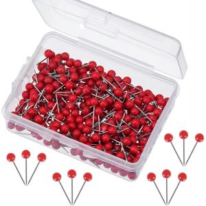 Chenquansarl-Lot De 300 Puna S À Tête Ronde Pour Carte, Clous À Tête Ronde, Épingles À Tête Ronde Avec Points En Acier Pour Marquage, Itinéraires, Adresses, Carte Rouge - Neuf