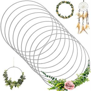 Anneaux Décoratifs En Métal,10 Pièces Cercle Attrape Reve - Argent - Ø 20 Cm / 2.8 Mm -Cercle Métal Pour Floral Hoop,Capteurs De Rêves,Mariage,Art Floral,Tenture Murale - Neuf
