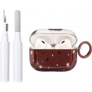 Coque pour AirPods Pro/Pro 2 avec Kit de Nettoyage, Motif Aesth&eacute;tique Tachet&eacute; de Vache, &Eacute;tui Souple et Antichoc avec Porte-cl&eacute; pour AirPods Pro/Pro 2 - Marron - Neuf