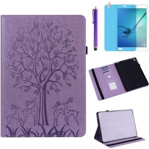 TIANYI-&Eacute;tui pour Samsung Galaxy Tab S2 9,7"" 2015 (SM-T810 SM-T813 SM-T815 SM-T819), coque arri&egrave;re en silicone souple avec support de carte et stylet pour film d'&eacute;cran (violet arbre) - Neuf